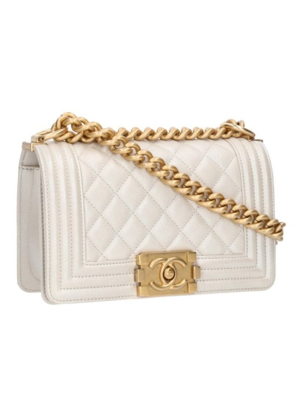 Chanel Boy 20 Caviar Leather Flap Chain Shoulder Bag Women
